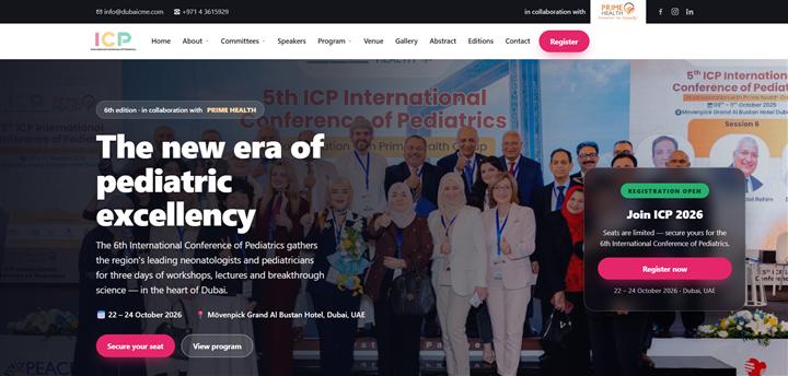 International Conference of Pediatrics website homepage